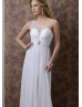 One Shoulder Ivory Chiffon Tulle Beaded Prom Dress